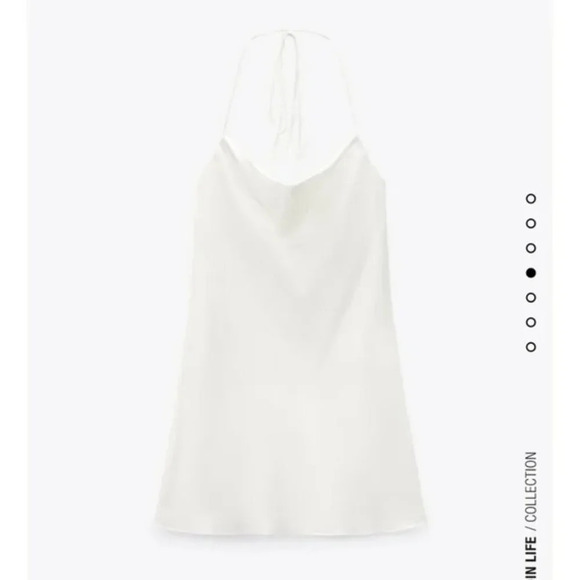 Zara Satin Effect Cowl Neck Slip Mini Dress White Sz Small Blogger Fav - Picture 3 of 11
